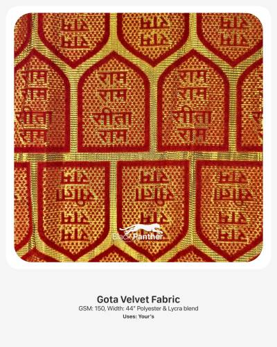 Gota Velvet Fabric 150 GSM | 44” Width | Polyester & Lycra Blend | Soft & Luxurious in Surat